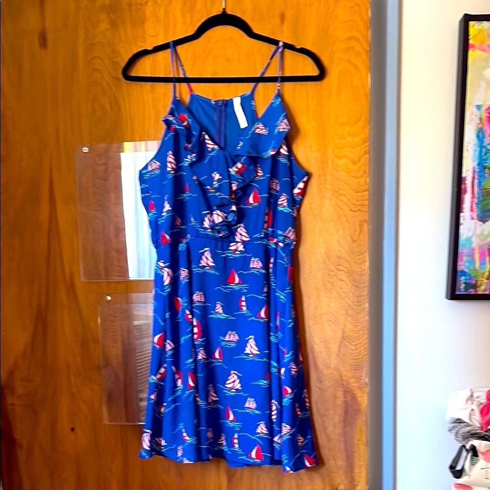 Dress Women’s Blue Sailboat Dress Print Hello Miss